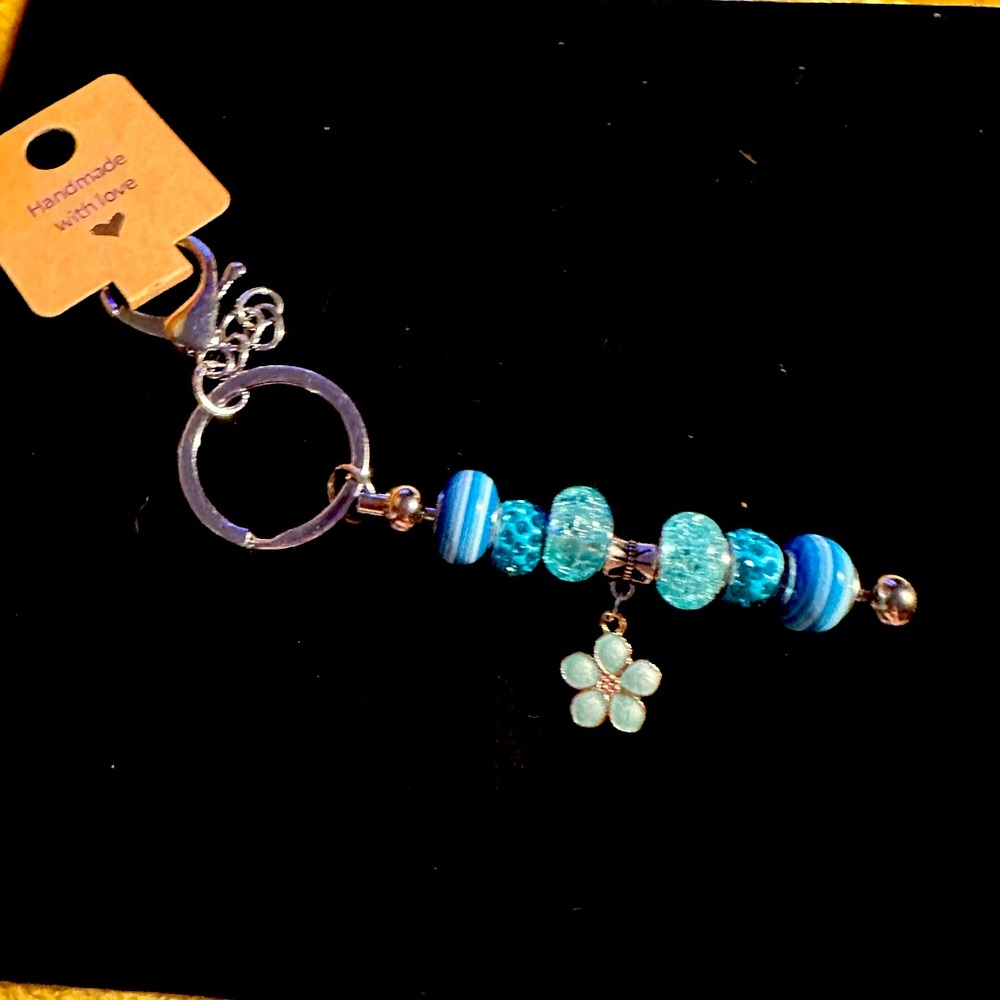 Handmade Blue Pandora Like Purse Key Chain